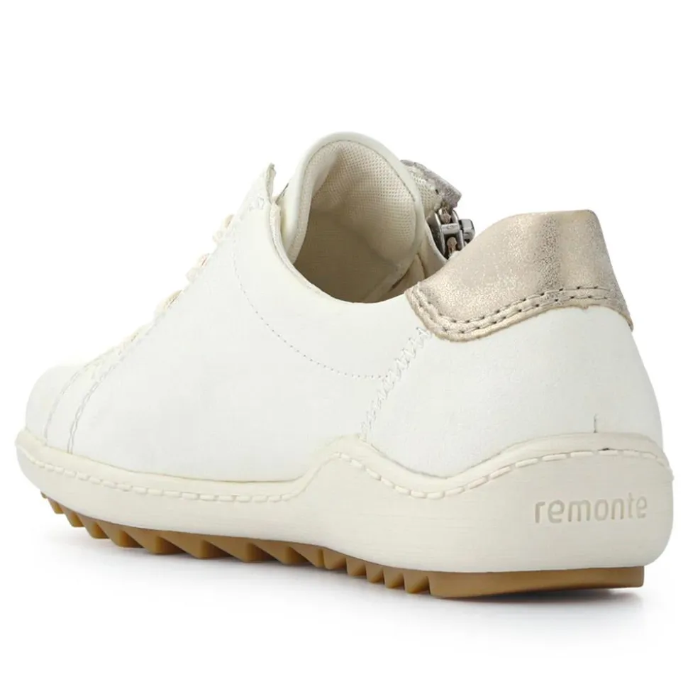 Leather Lace-Up Trainers - Cream