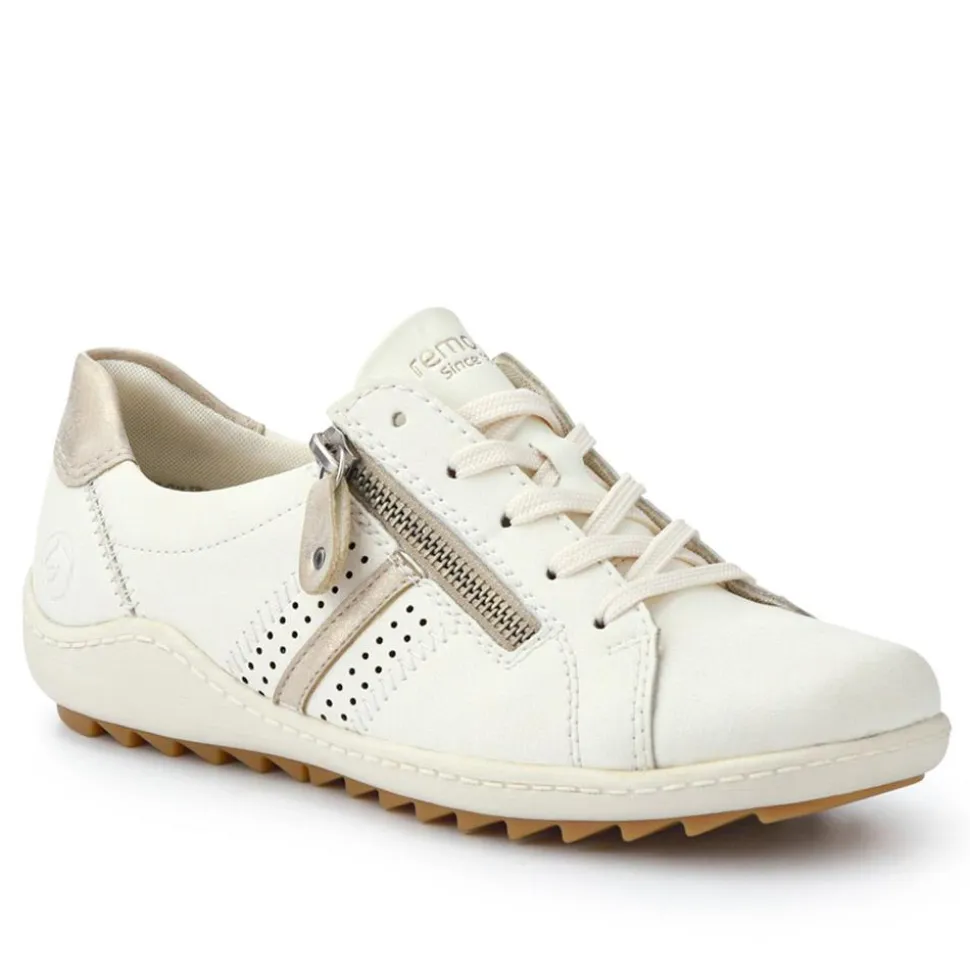 Leather Lace-Up Trainers - Cream