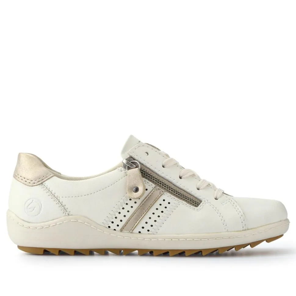 Leather Lace-Up Trainers - Cream