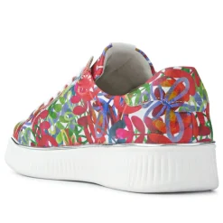 Leather Lace-Up Trainers - Floral