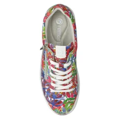 Leather Lace-Up Trainers - Floral