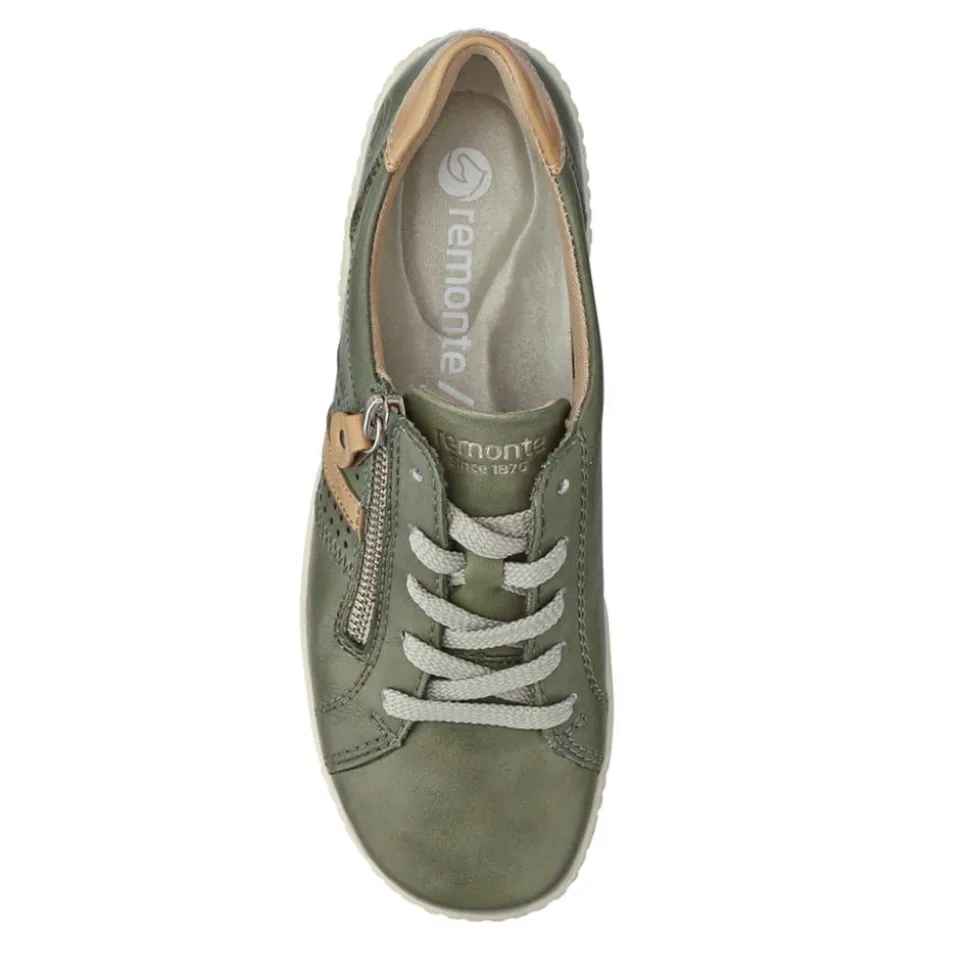 Leather Lace-Up Trainers - Green