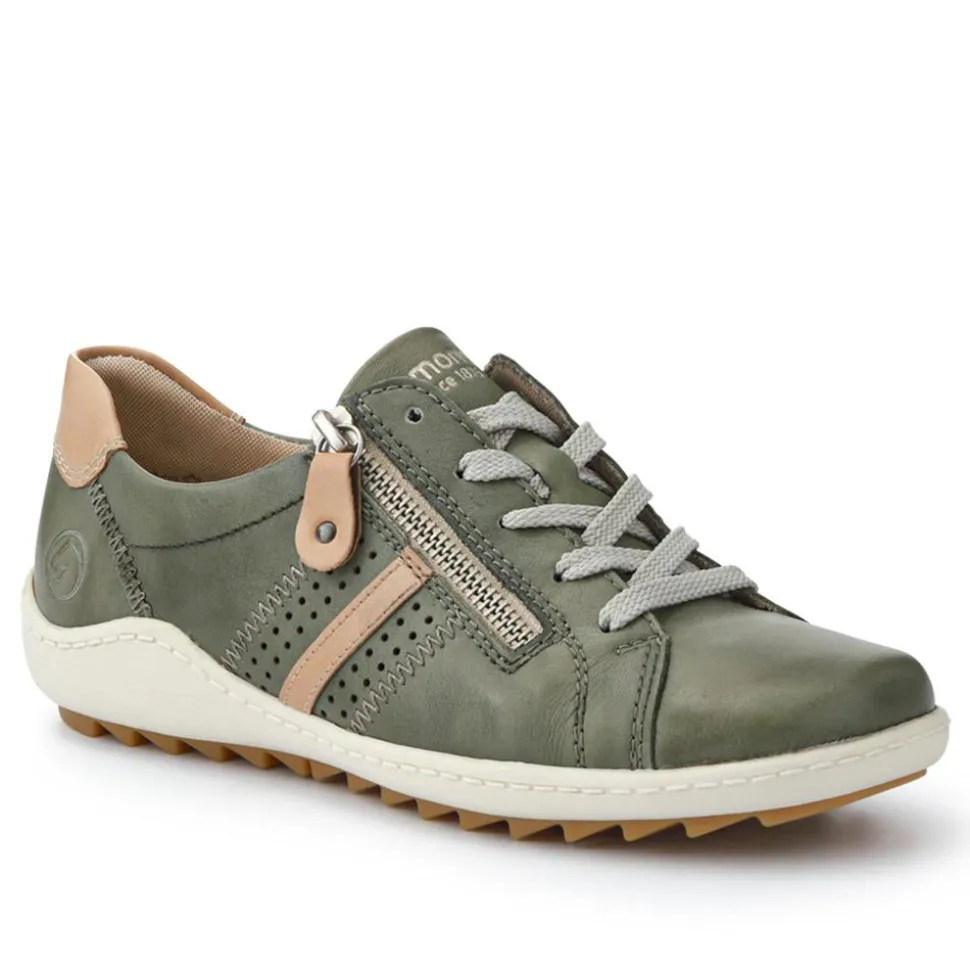 Leather Lace-Up Trainers - Green