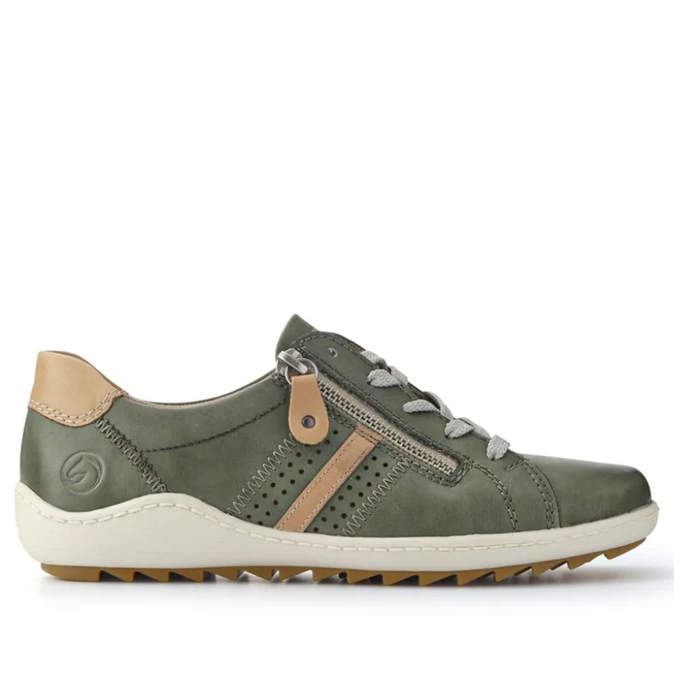 Leather Lace-Up Trainers - Green