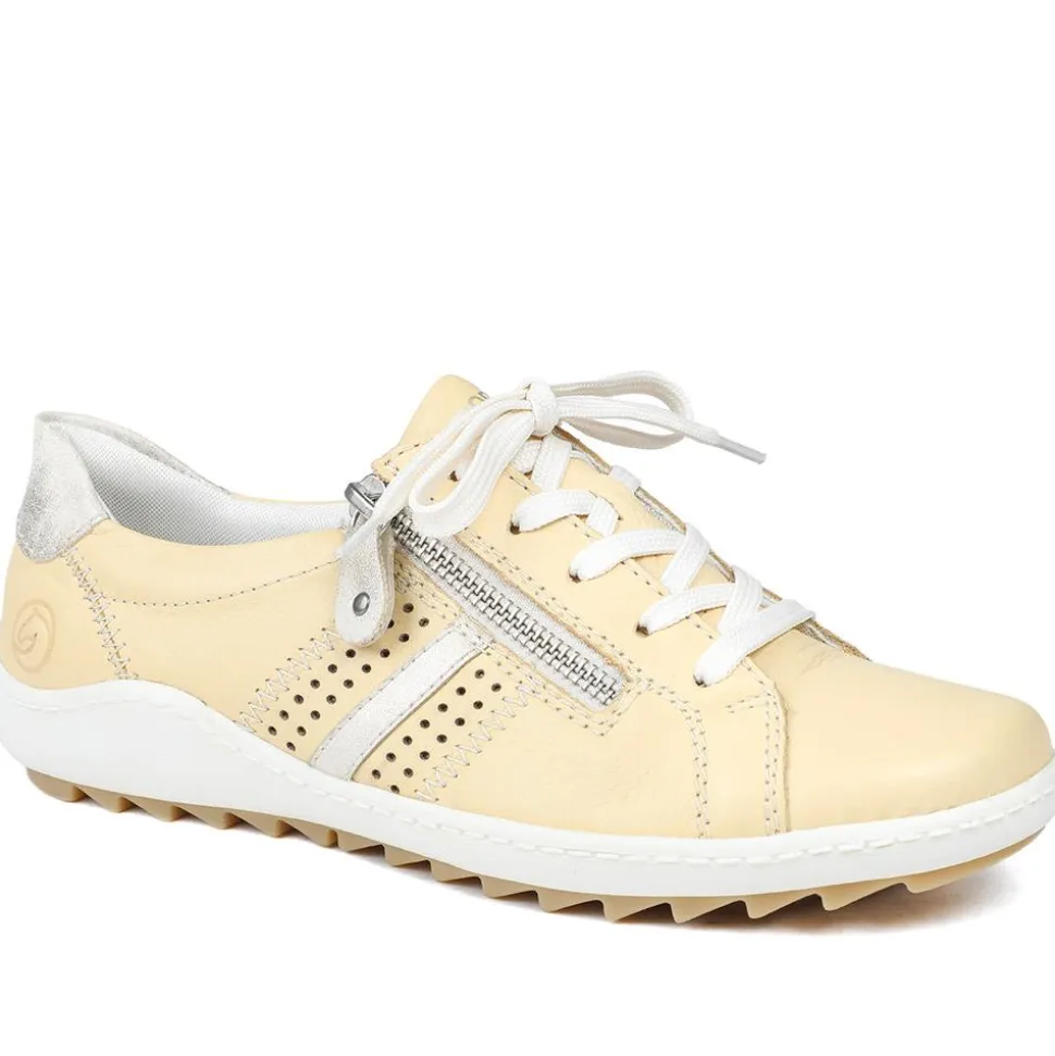 Leather Lace-Up Trainers - Lemon