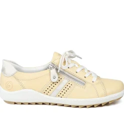 Leather Lace-Up Trainers - Lemon