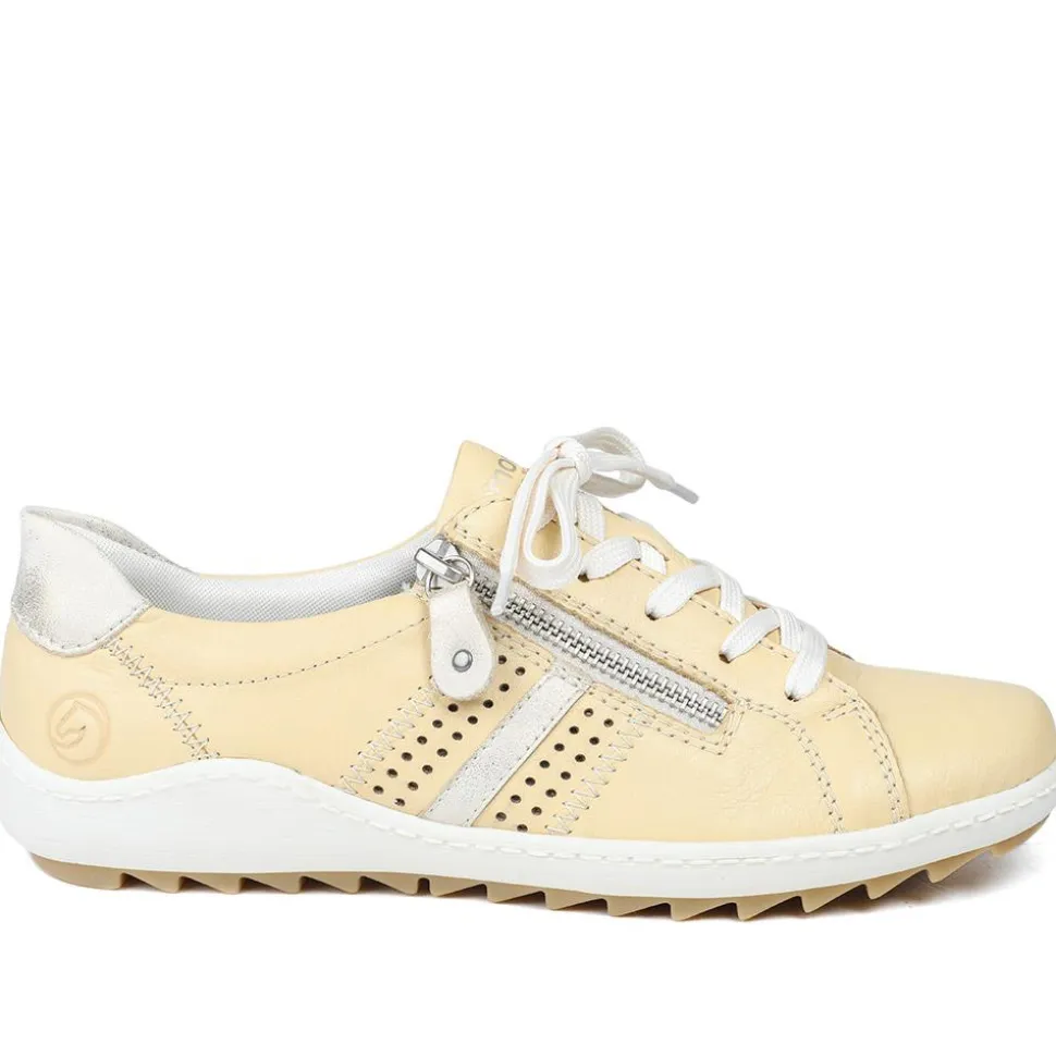 Leather Lace-Up Trainers - Lemon