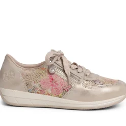 Leather Lace-Up Trainers - Metallic
