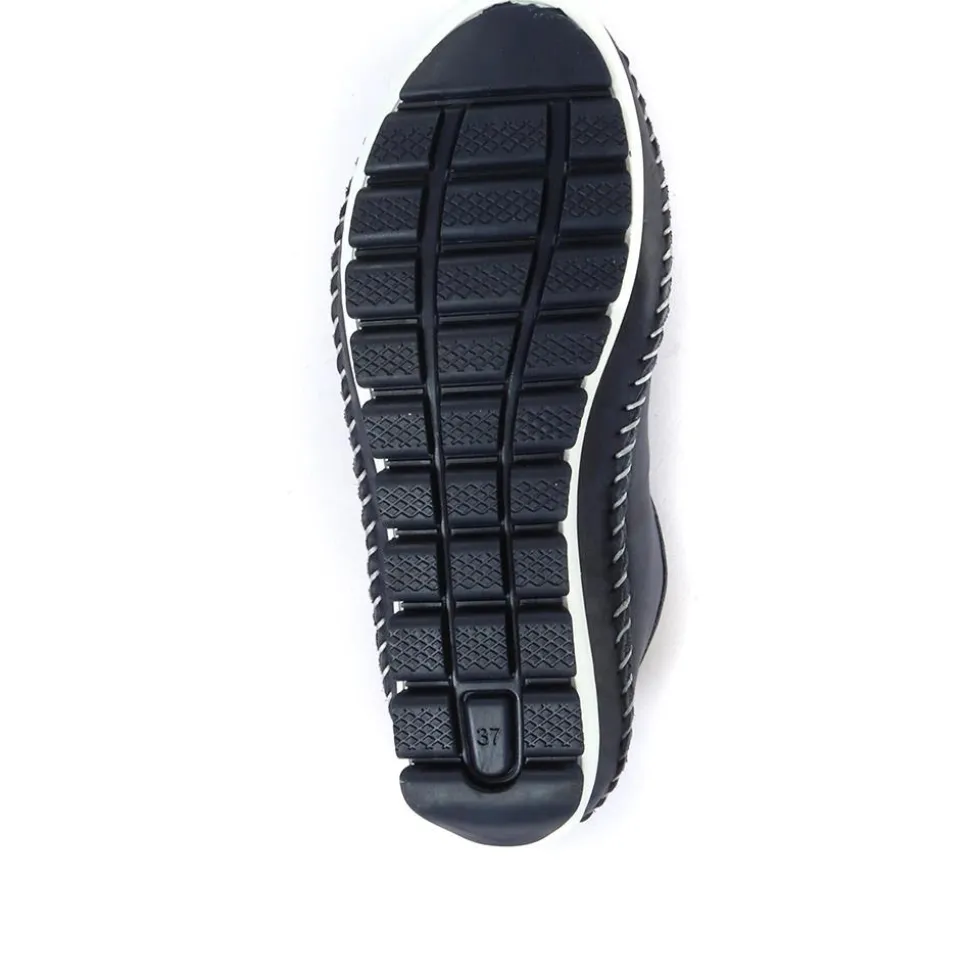 Leather Lace-Up Trainers - Navy