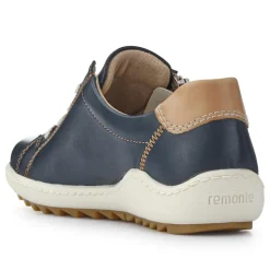 Leather Lace-Up Trainers - Navy