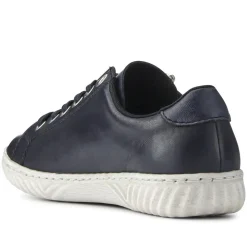 Leather Lace-Up Trainers - Navy
