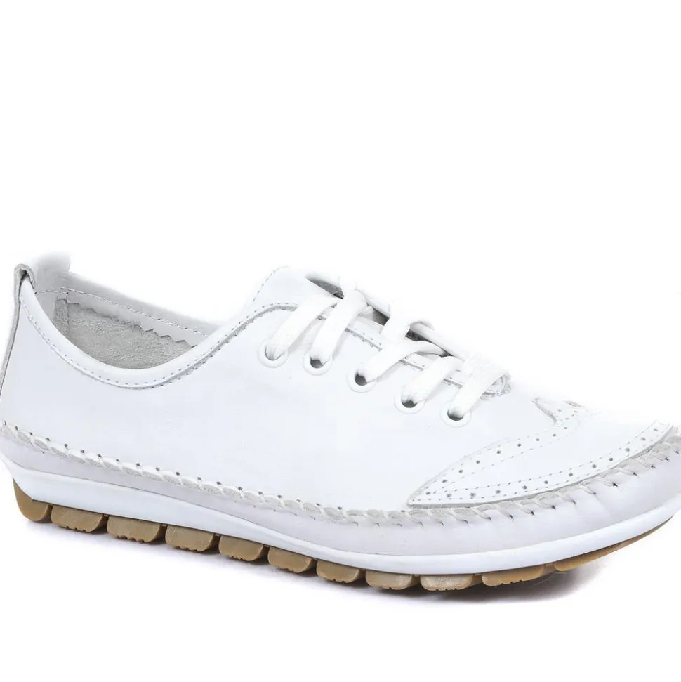 Leather Lace-Up Trainers - White