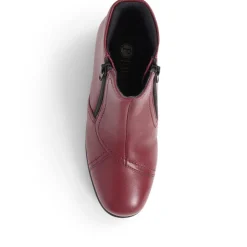 Leather Ladies Ankle Boots - Burgundy