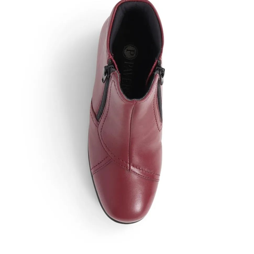 Leather Ladies Ankle Boots - Burgundy