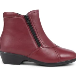 Leather Ladies Ankle Boots - Burgundy