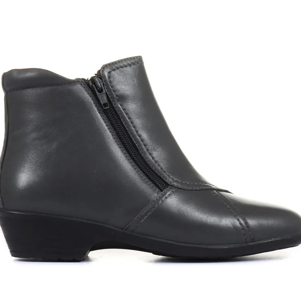 Leather Ladies Ankle Boots - Grey