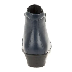 Leather Ladies Ankle Boots - Navy