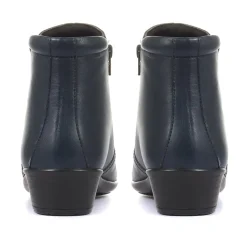 Leather Ladies Ankle Boots - Navy