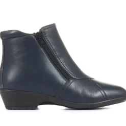 Leather Ladies Ankle Boots - Navy