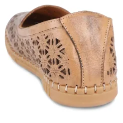 Leather Laser Cut Pumps - Tan