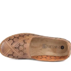 Leather Laser Cut Pumps - Tan
