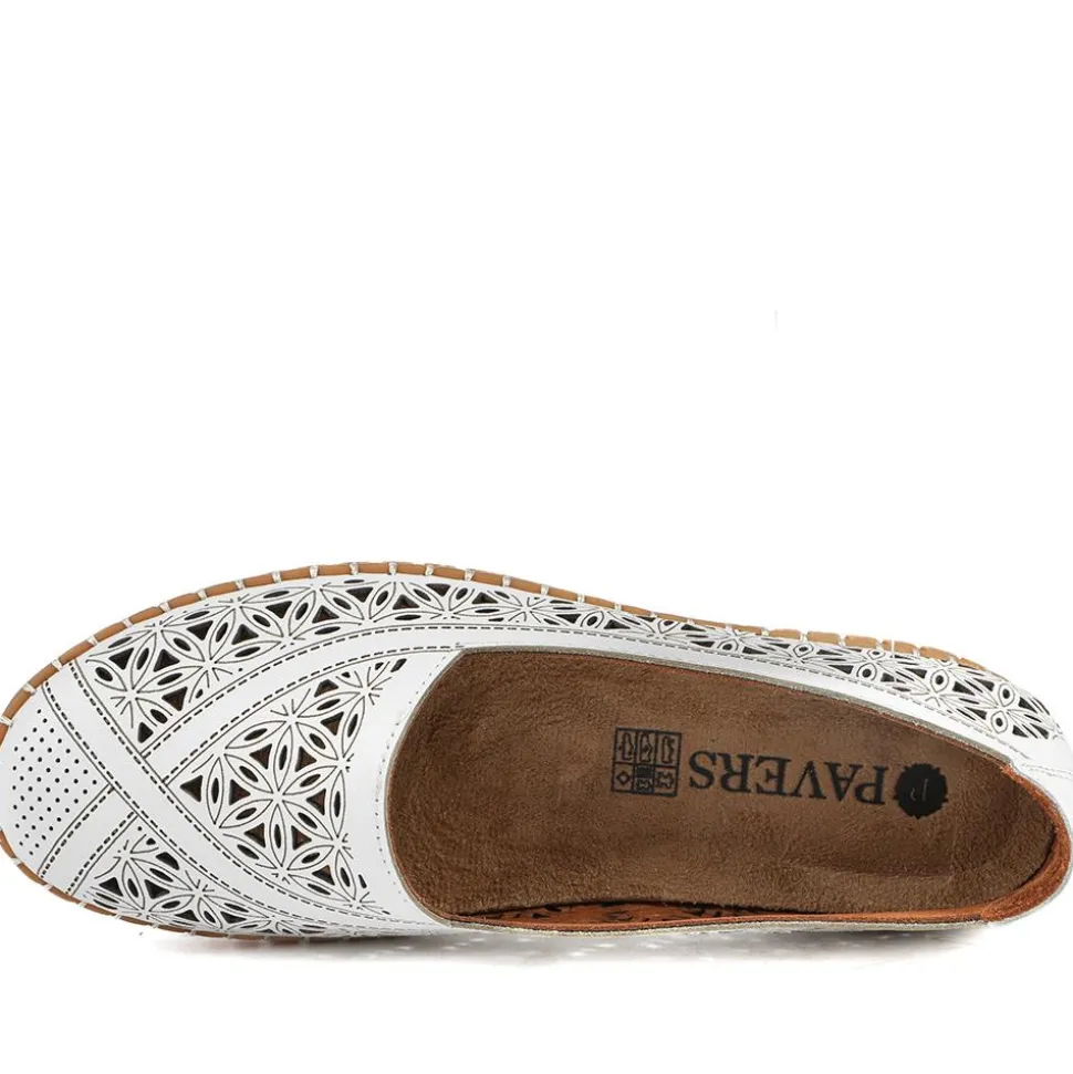 Leather Laser Cut Pumps - White