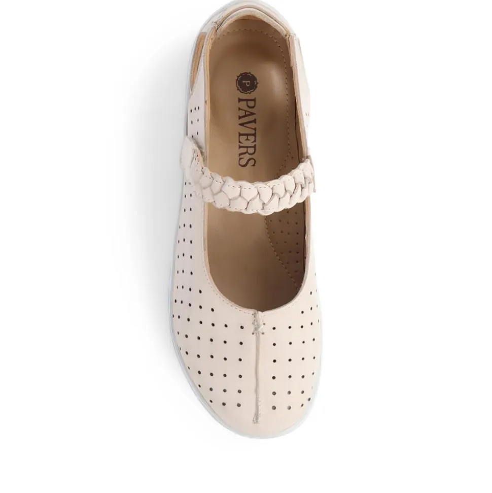 Leather Mary-Janes - Beige