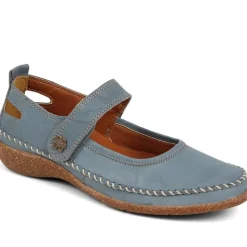 Leather Mary Janes - Denim
