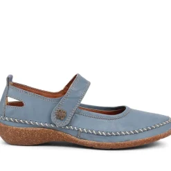Leather Mary Janes - Denim