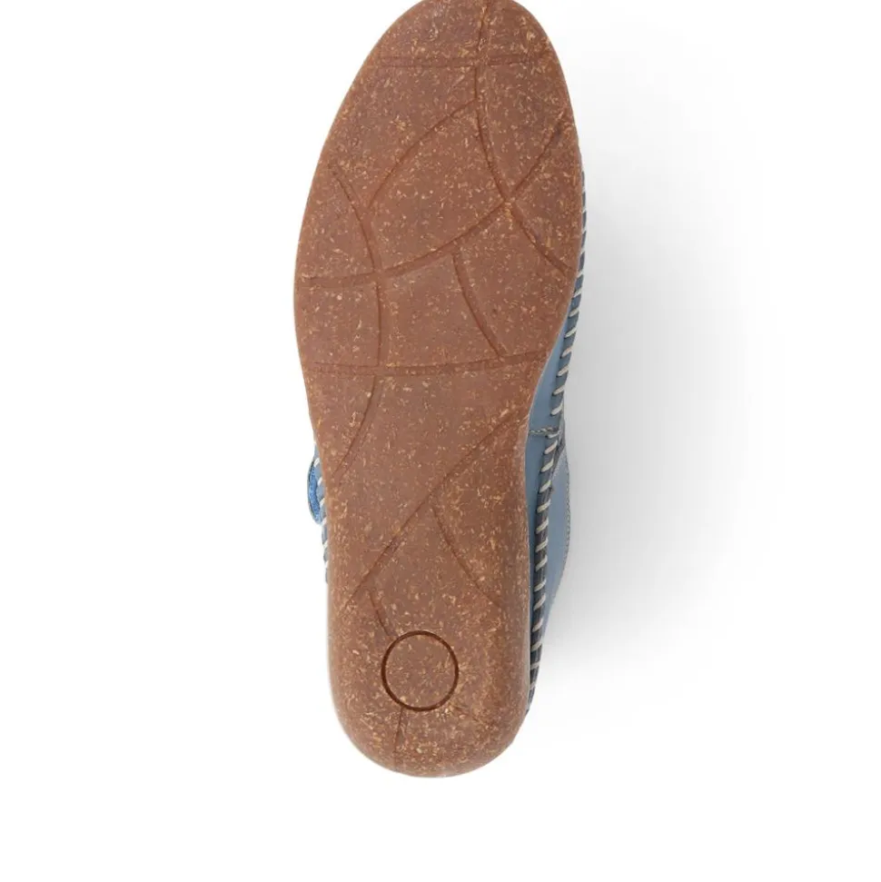 Leather Mary Janes - Denim