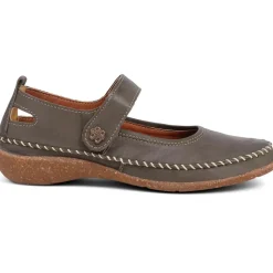 Leather Mary Janes - Khaki