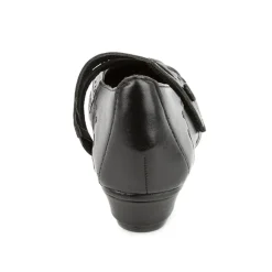 Leather Mary Jane with Stitch Detailing. - Black