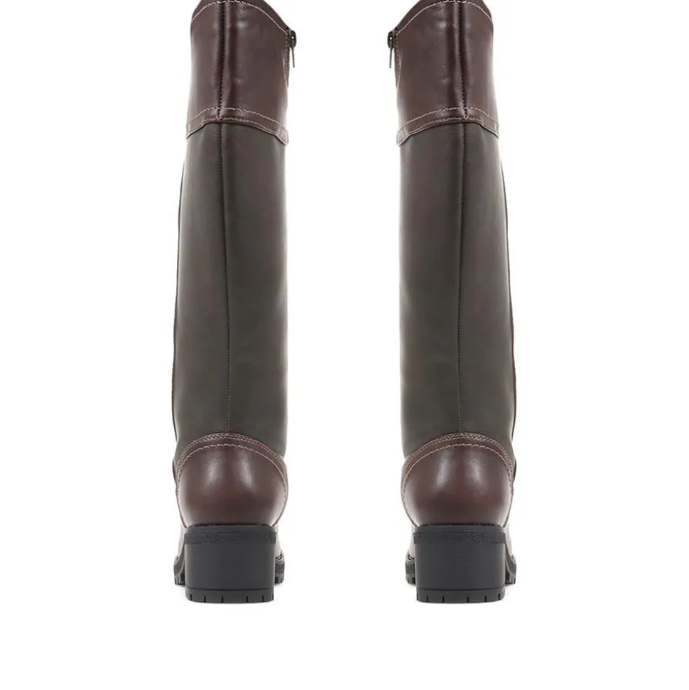 Leather Mid-calf Boots - Brown