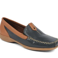 Leather Moccasins - Navy Tan
