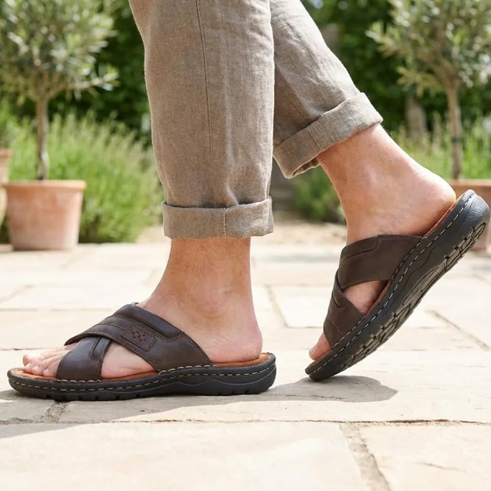 Leather Mule Sandals - Dark Brown