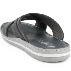 Leather Mule Sandals - Navy