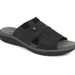Leather Mule Sandals - Navy