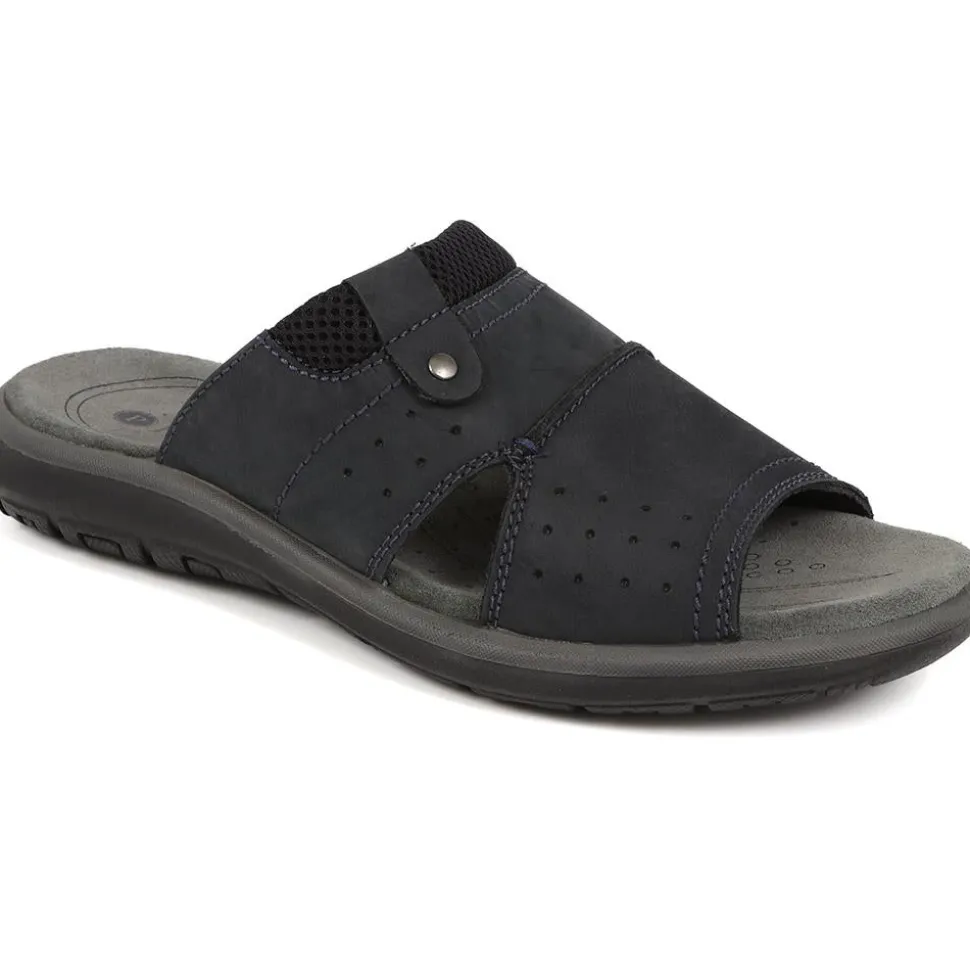 Leather Mule Sandals - Navy