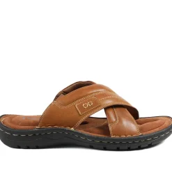 Leather Mule Sandals - Tan