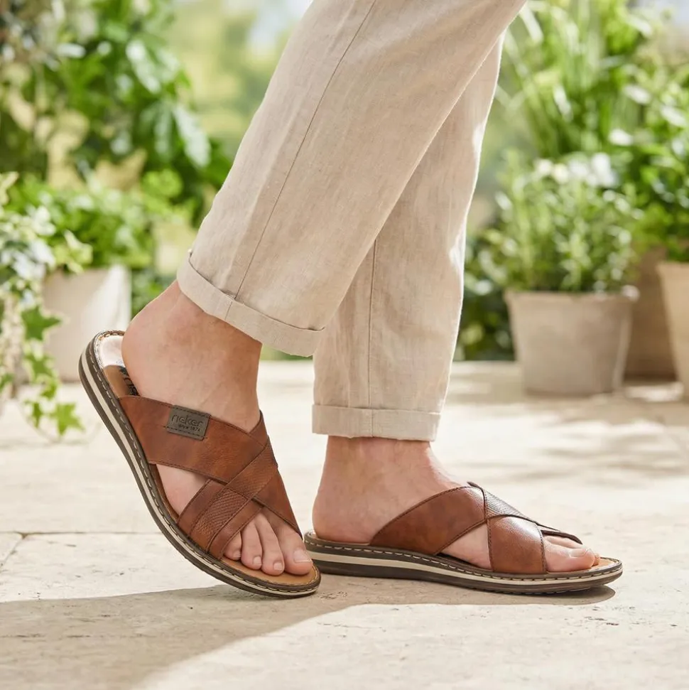 Leather Mule Sandals - Tan