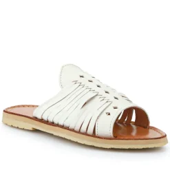 Leather Mule Sandals - White Leather