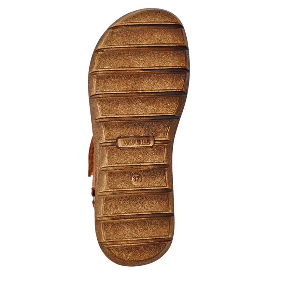 Leather Multi-Touch-Fasten Sandals - Tan