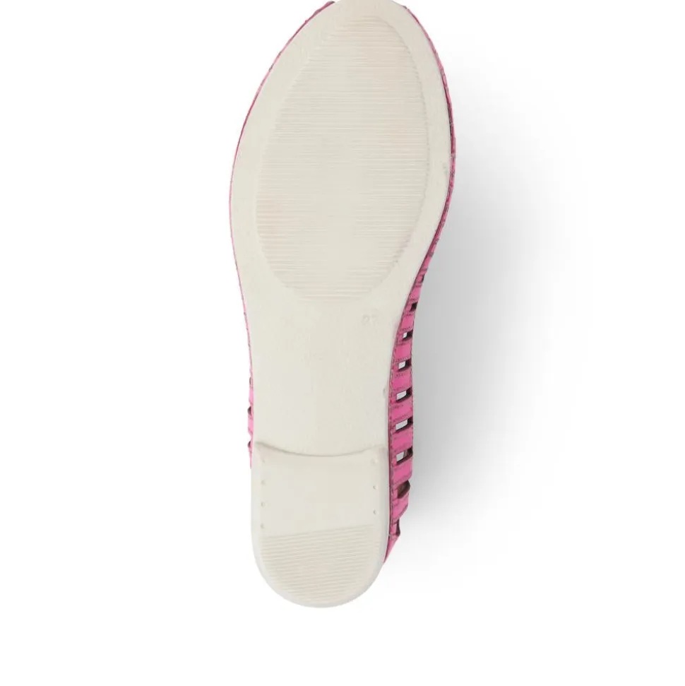 Leather Open-Toe Ballet Flats - Pink