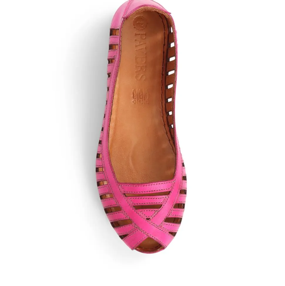 Leather Open-Toe Ballet Flats - Pink