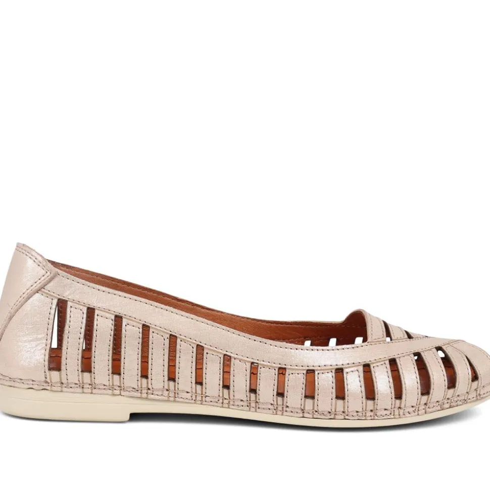 Leather Open-Toe Ballet Flats - Soft Gold