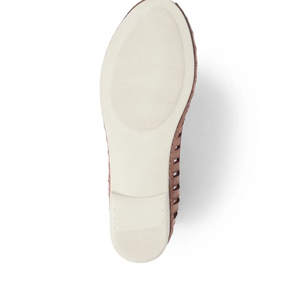 Leather Open-Toe Ballet Flats - Tan