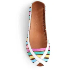 Leather Open-Toe Pumps - White Multi