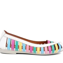 Leather Open-Toe Pumps - White Multi