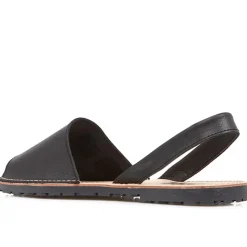 Leather Peep-Toe Sandal - Black