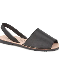 Leather Peep-Toe Sandal - Black